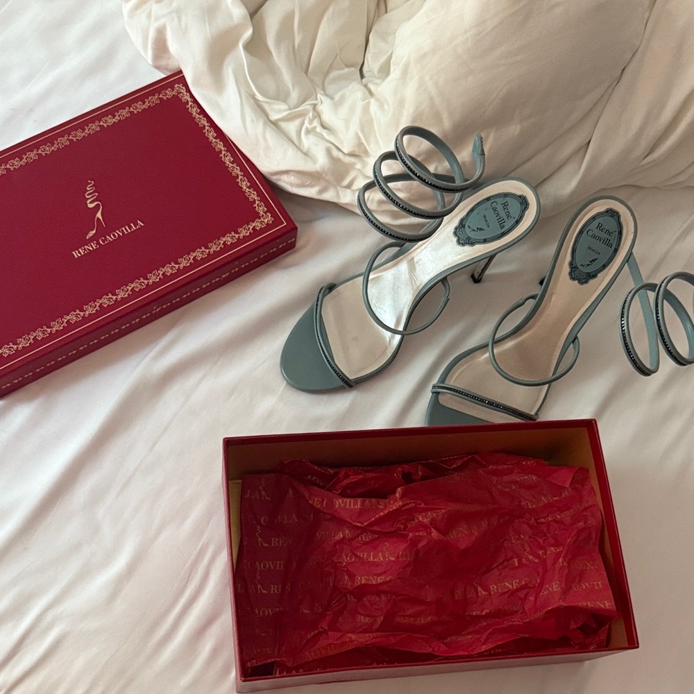 Rene Caovilla Elegant Gray Strappy Heels